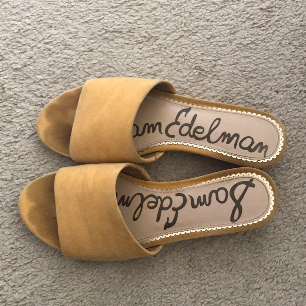 Sam Edelman yellow suede slides